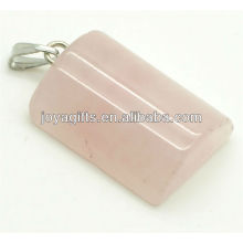 Semi precioso rosa cuarzo rectángulo colgante con alta calidad